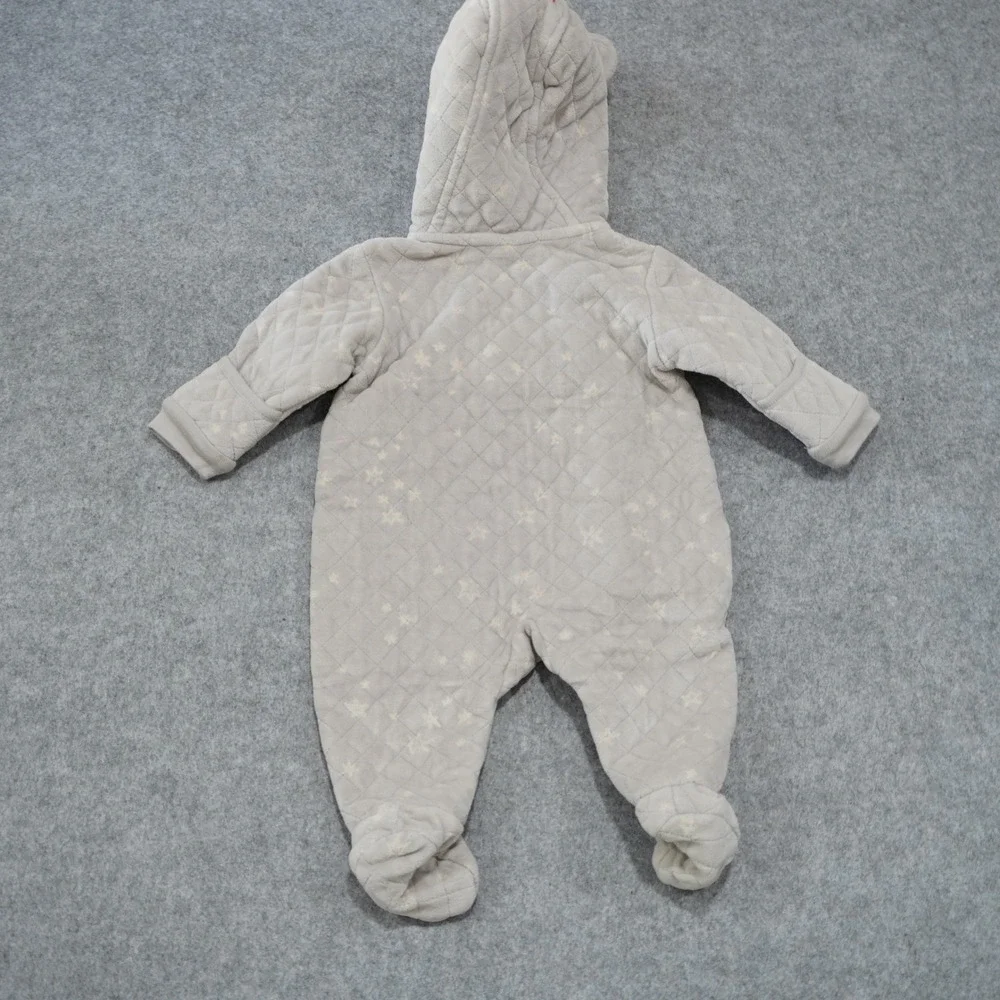 Nordstrom 3M Winter Pram Suit Baby Grey Excellent Quilted Hooded Bunting Footed